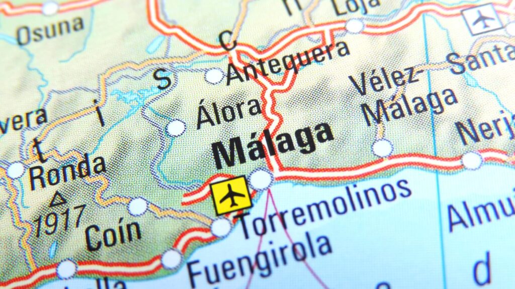 Mapa de Málaga con áreas comerciales y de emprendimiento destacadas